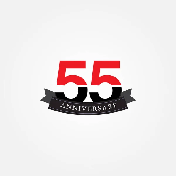 Anos Logotipo Celebração Aniversário Logotipo Aniversário Com Cor Vermelha Preta — Vetor de Stock