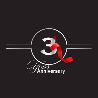 3. Yıldönümü Kutlama Vektör Şablonu Tasarım İllüstrasyonu