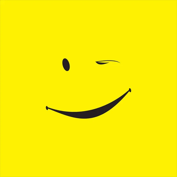 Design Modelo Ícone Sorriso Logotipo Vetor Emoticon Sorridente Fundo Amarelo — Vetor de Stock