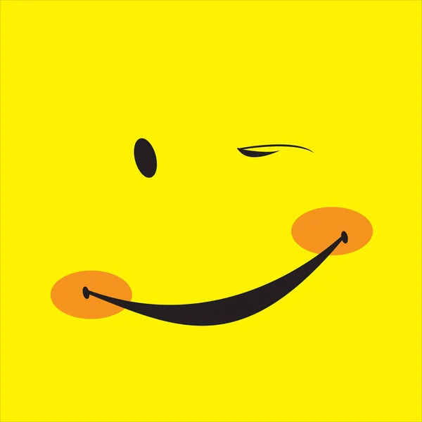 Design Modelo Ícone Sorriso Logotipo Vetor Emoticon Sorridente Fundo Amarelo — Vetor de Stock