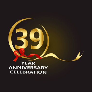 39 Yıl Yıldönümü Vektör Şablonu Çizimi