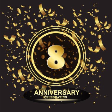 8. Yıldönümü logo şablonu vektörü