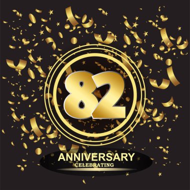 82 yıllık logo şablonu vektörü