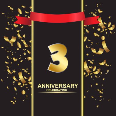 3. Yıldönümü Vektör Şablonu Çizimi