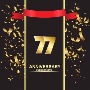 77 Yıl Yıldönümü Vektör Şablonu Çizimi