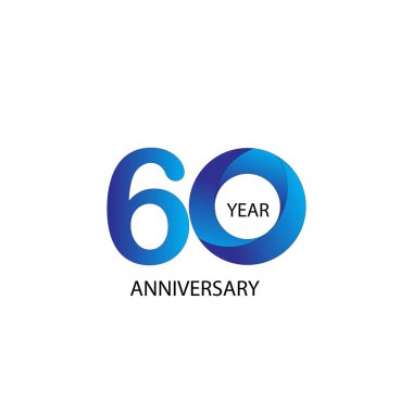 60 Yıl Yıldönümü Vektör Şablonu Tasarım İllüstrasyonu