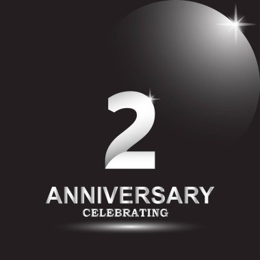 2. Yıldönümü logo vektör şablonu. Pankart, tebrik kartı ya da yazdırma için tasarım