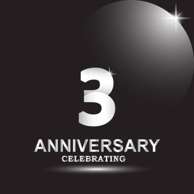 3. yıl dönümü logo vektör şablonu. Pankart, tebrik kartı ya da yazdırma için tasarım