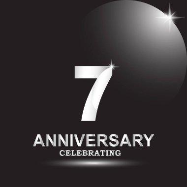 7. yıl dönümü logo vektör şablonu. Pankart, tebrik kartı ya da yazdırma için tasarım