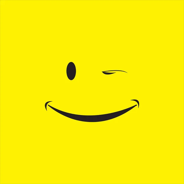 Design Modelo Ícone Sorriso Logotipo Vetor Emoticon Sorridente Fundo Amarelo — Vetor de Stock