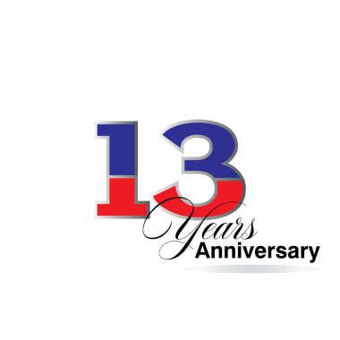 13. Yıldönümü Kutlama Vektör Şablonu Tasarım İllüstrasyonu