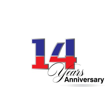 14. Yıldönümü Kutlama Vektör Şablonu Tasarım İllüstrasyonu