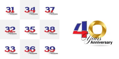 Set 31, 32, 33, 34, 35, 36, 37, 38, 39, 40 Yıldönümü Kutlama Şablonu Tasarımı