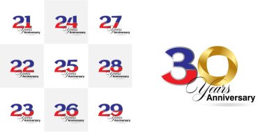 Set 21, 22, 23, 24, 25, 26, 27, 28, 29, 30 Yıldönümü Kutlama Şablonu Tasarımı