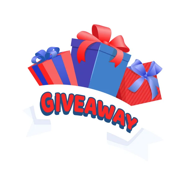 Giveaway Gift Concept Winners Social Medias Flat Style Design Vector — Stock Vector