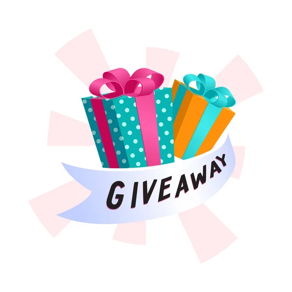Giveaway Gift Concept Winners Social Medias Flat Style Design Vector — Stock Vector