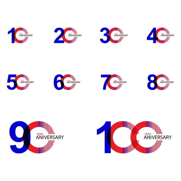 Set 100 Aniversario Vector Template Design Illustration — Archivo Imágenes Vectoriales