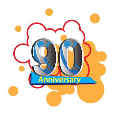 90 Yıl Yıldönümü Vektör Şablonu Çizimi