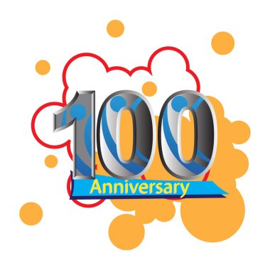 100 Yıl Yıldönümü Vektör Şablonu Tasarımı Çizimi