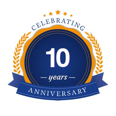 10. Yıldönümü Vektör Şablonu Tasarım Çizimi