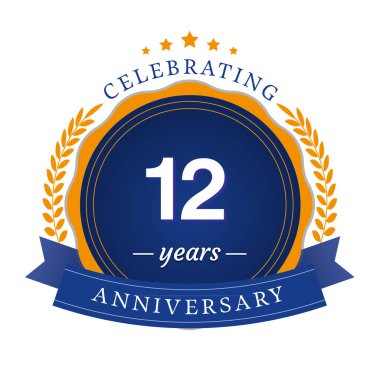 Pankart, poster, kart vektörü çizimi için 12. Yıl dönümü logoti şablonu tasarımı