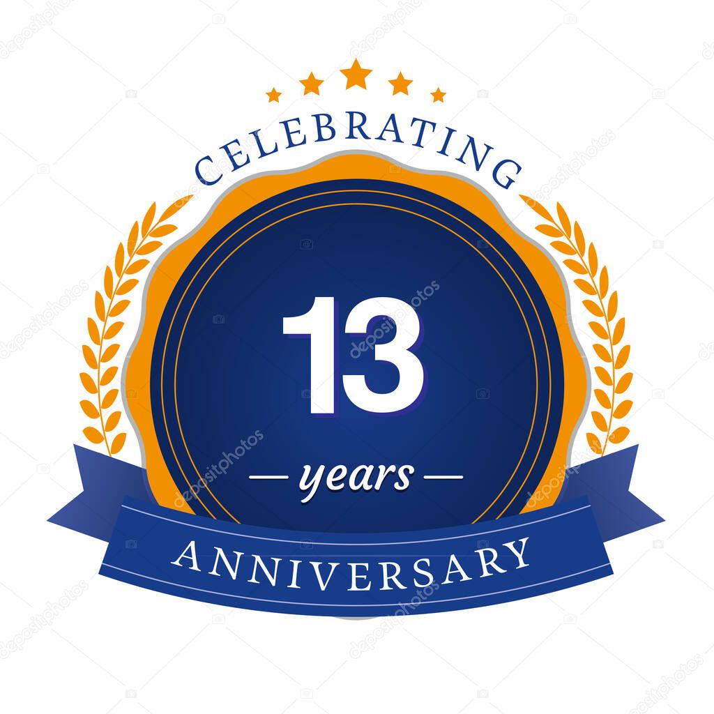 13 anniversary logotype template design for banner, poster, card vector illustrator