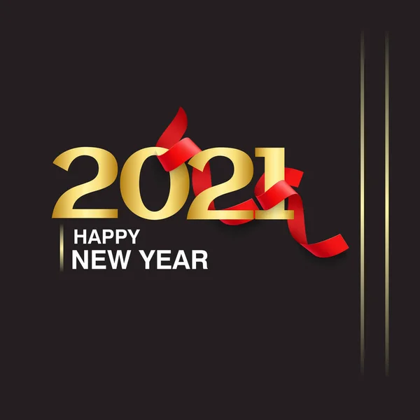 Luxo 2021 Feliz Ano Novo Design Elegante Ilustração Vetorial Ouro — Vetor de Stock