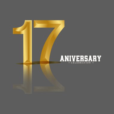 17. yıldönümü kutlaması. Kırmızı arka planda parlayan konfetiler, yıldızlar, parıltılar ve şeritler. Vektör bayramı illüstrasyonu. Doğum günü ya da düğün partisi dekorasyonu