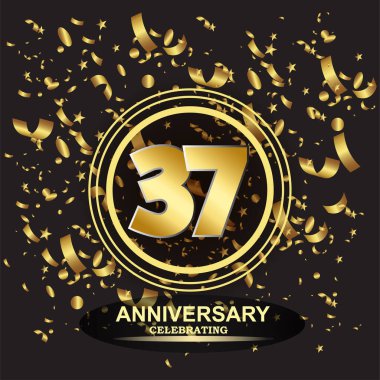 37 yıllık logo şablonu vektörü