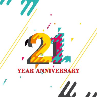 21 Yıl Yıldönümü Kutlama Vektör Şablonu Tasarım İllüstrasyonu
