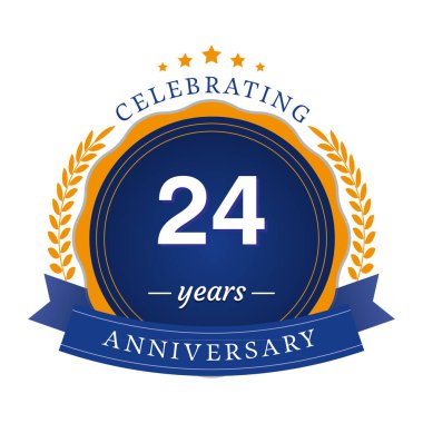 24 Yıl Yıldönümü Kutlama Şablonu Tasarım İllüstrasyonu