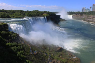 Niagara Şelalesi Panoraması. ABD. Kanada mı? Güç.