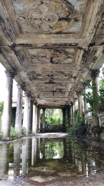 Gagra railway station, abandoned by people. Abkhazia, Gagra. An ancient palace. 