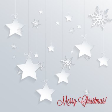 Noel kartı yıldız ve kar taneleri