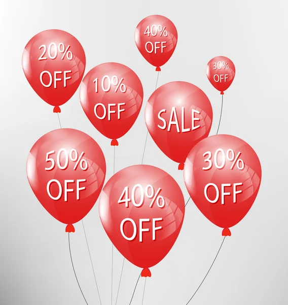 Red ballons and discounts — Stock Vector