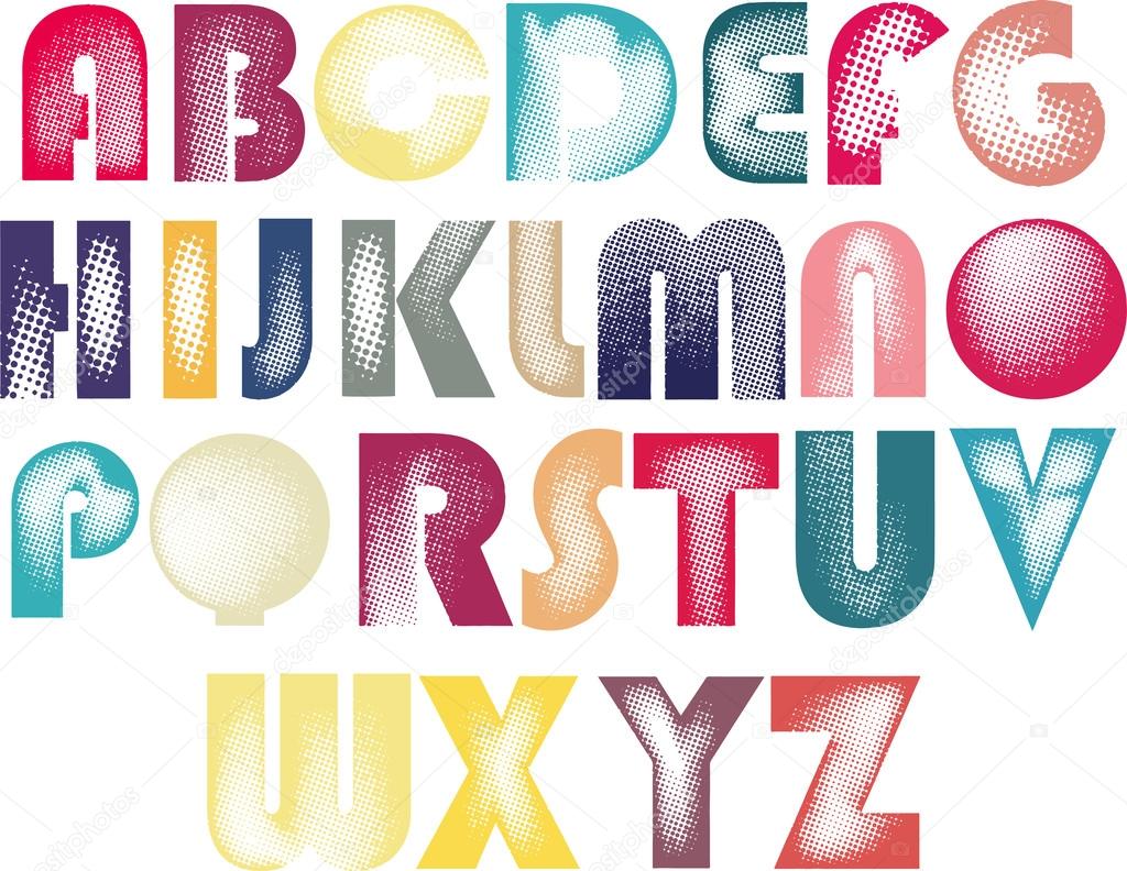 Color symbols of  alphabet.