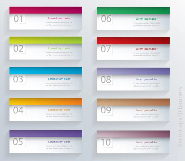 Conjunto de banners numerados — Vetor de Stock