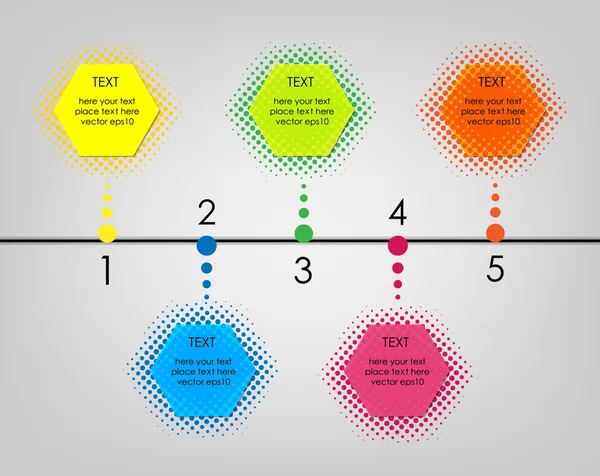 Colorful halftone design timeline — Stock Vector