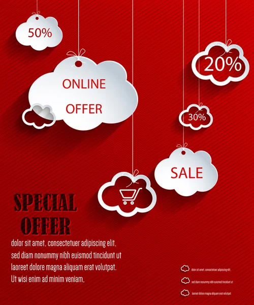 Clouds web design with discounts — Stock Vector