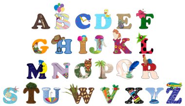 Funny capital letters alphabet clipart