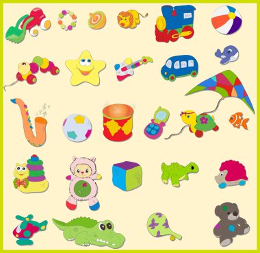 Bebeğin oyuncakları kümesi