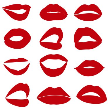 Kırmızı dudaklar kümesi