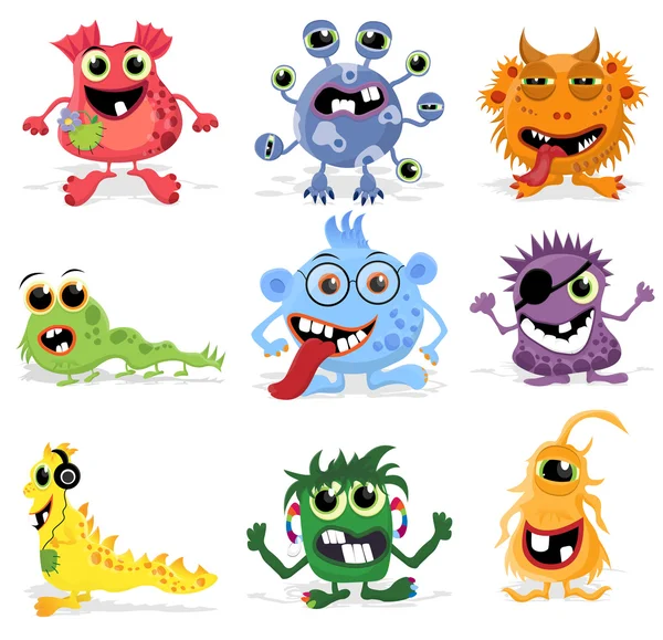 Verzameling van cute cartoon monsters — Stockvector