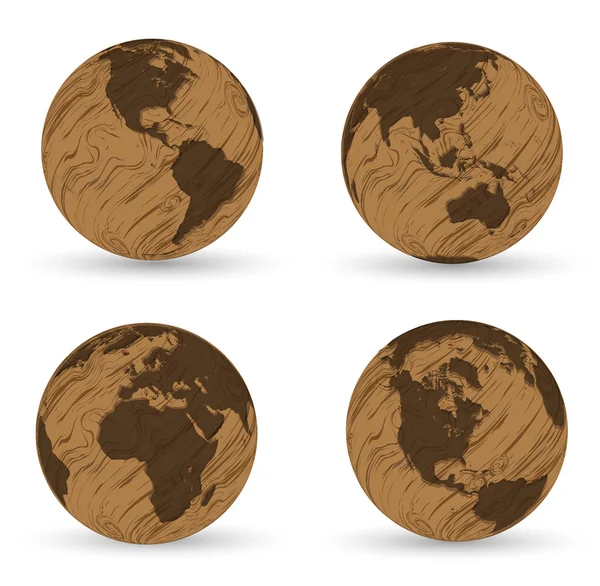 木製の地球儀 — ストックベクタ