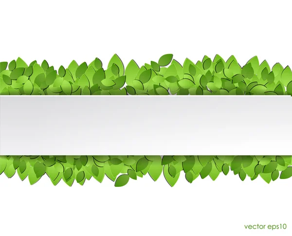 Papier groene bladeren met witte sticker — Stockvector