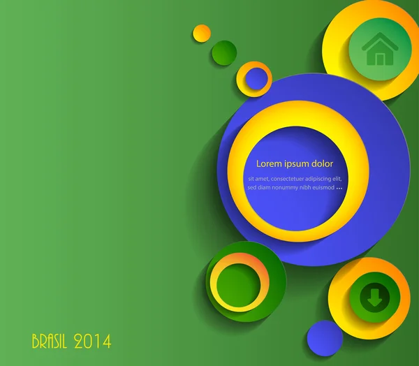 Abstrait 3d Brasil couleurs cercles de papier — Image vectorielle