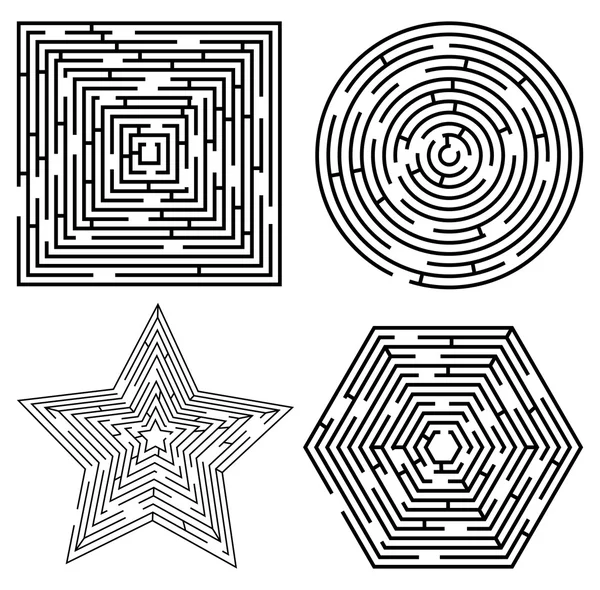 Ensemble de différentes formes de labyrinthe — Image vectorielle