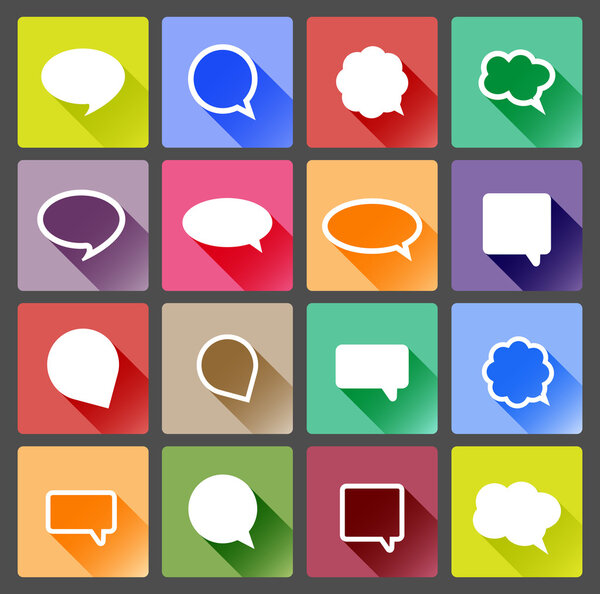 Colorful Flat Speech Bubbles Set