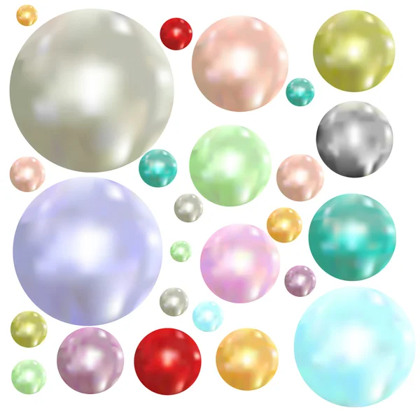 Set of colorful pearls — Stock Vector