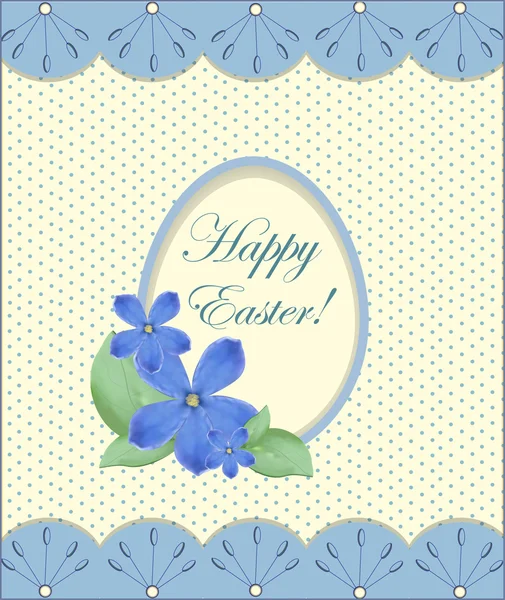 Vintage Easter card with blue flowers — Stock Vector